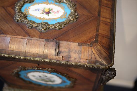 A 19th century French ormolu mounted tulipwood and kingwood bijouterie cabinet, W.1ft 4in. D.1ft 1in. H.3ft 3in.